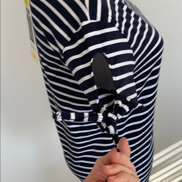 Navy Stripe Tee, keyhole tie shoulders - Picture 4 of 6